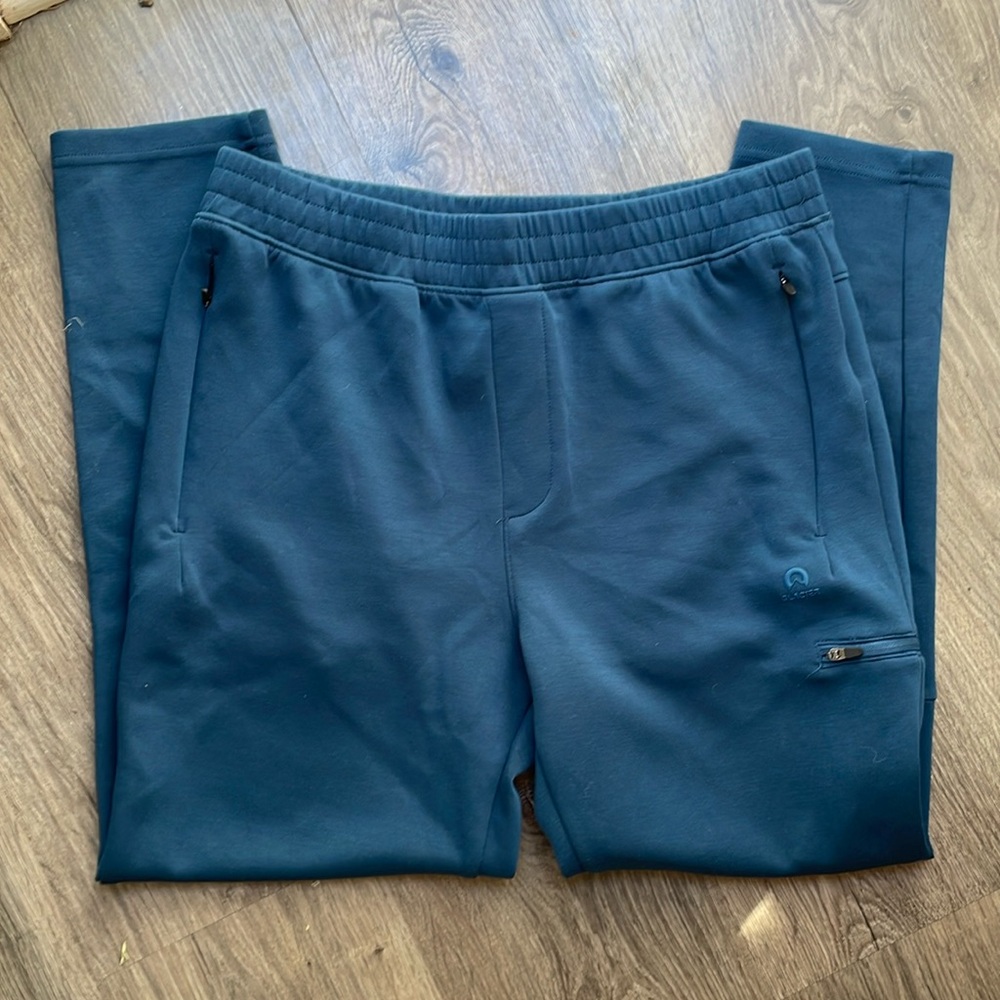 Glacier Internal Drawstring Jogger Pants Zip Pockets Peacock Ink Teal Blue